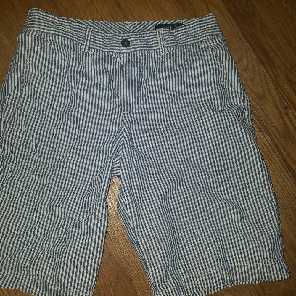 Boy blue and white stripe Polo Shorts